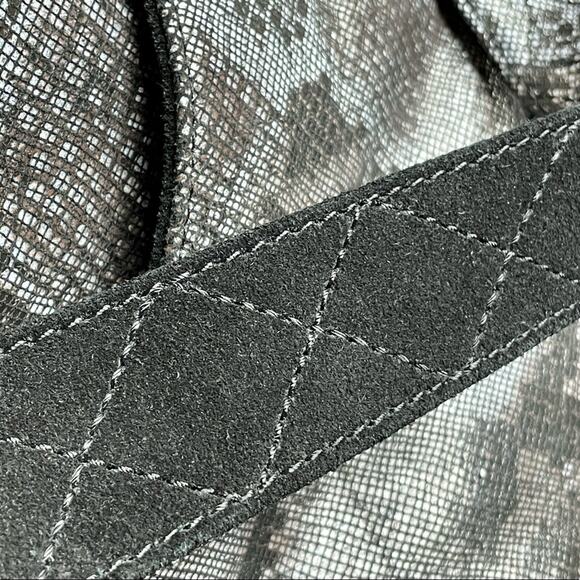 Camila Alves MUXO Black Snakeskin Print Fringe Leather Hobo Bag - Picture 14 of 16